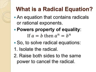 What is a Radical Equation Definition
